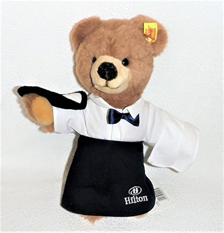 Steiff Teddy Bear 990472 Waiter Hilton Hotels 25 cm Caramel